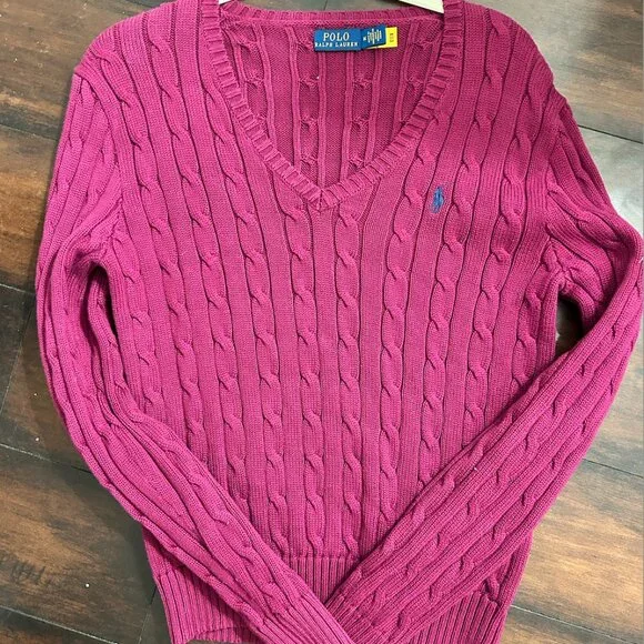 Polo Ralph Lauren Wool Cashmere Cable Knit V-Neck Sweater - Picture 3 of 5